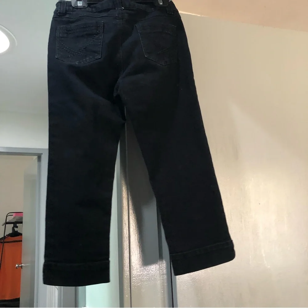 Black denim cropped 3/4 length pants shorter jeans size 10 women’s spring summer - Picture 7 of 9